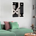 Ver imagem 2 de Quadro Decorativo Abstrato Preto Bege - 70x50cm:moldura Branca