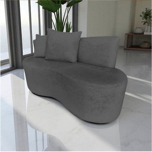 Namoradeira Sofá 2 Lugares Yara Orgânica Suede Cinza