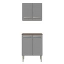 Ver imagem 7 de Kit com Armário Aéreo e Balcão 64cm Rustic/Cinza Emilly Madesa