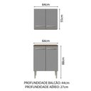 Ver imagem 3 de Kit com Armário Aéreo e Balcão 64cm Rustic/Cinza Emilly Madesa