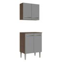 Ver imagem 1 de Kit com Armário Aéreo e Balcão 64cm Rustic/Cinza Emilly Madesa