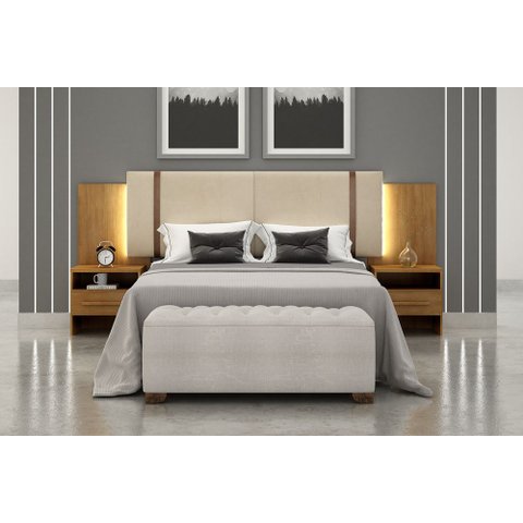 Cabeceira Cama Box Casal Monterrey com 2 Mesa de Cabeceira Nh Rei de Casa Cumaru