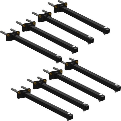08 Suportes Refletor Base Reta Braço 60 Cm 8 Cjts - Preto