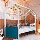 Ver imagem 1 de Cama Infantil Montessoriana sem Colchão Linha Infanto Branco/Azul Secreto CCM010 Completa Móveis