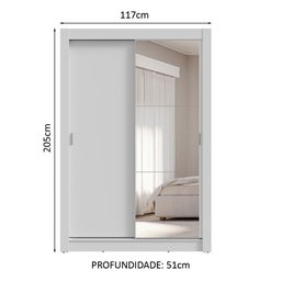 Guarda-roupa Solteiro 2 Portas de Correr com Espelho 4 Gavetas Branco Vivare Plus Madesa - 3