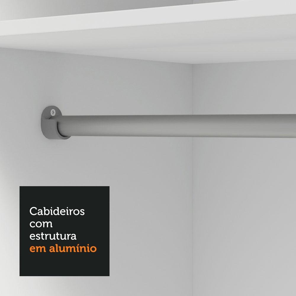 Guarda-roupa Solteiro 2 Portas de Correr com Espelho 4 Gavetas Branco Vivare Plus Madesa - 6
