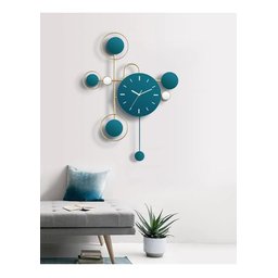 Relógio De Parede 3d Contemporâneo Nórdico Metal Verde 84x55 - 6