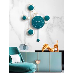 Relógio De Parede 3d Contemporâneo Nórdico Metal Verde 84x55 - 2
