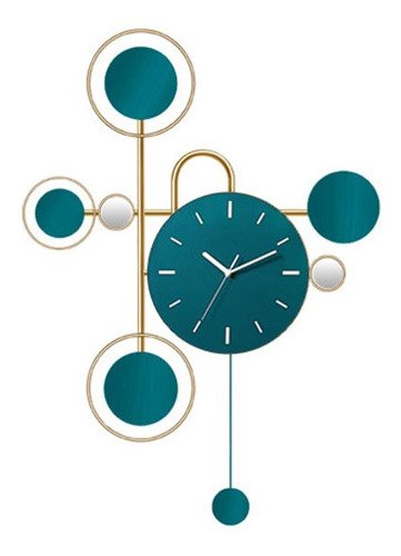 Relógio De Parede 3d Contemporâneo Nórdico Metal Verde 84x55