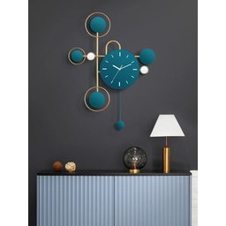 Relógio De Parede 3d Contemporâneo Nórdico Metal Verde 84x55 - 3