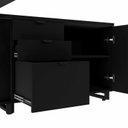 Ver imagem 7 de Mesa Executiva com Armário Lateral e Caixa de Tomadas 3 Gavetas 180cm Corporate Preto