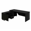 Ver imagem 5 de Mesa Executiva com Armário Lateral e Caixa de Tomadas 3 Gavetas 180cm Corporate Preto