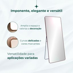 Espelho Grande Retangular com Moldura Metal Corpo Inteiro 170 X 70 Cm C/suporte de Chão - 5