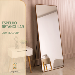 Espelho Grande Retangular com Moldura Metal Corpo Inteiro 170x70 Cm C/suporte de Chão - 2