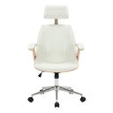 Ver imagem 2 de Cadeira Office Lisboa Madeira Natural Pu Branco - 75637