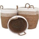 Ver imagem 5 de Jogo 3 Cesta Decorativa Organizadora Multiuso Fibra Natural Cachepô