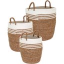 Ver imagem 1 de Jogo 3 Cesta Decorativa Organizadora Multiuso Fibra Natural Cachepô