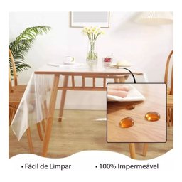 Kit 4 Toalhas de Mesa Quadrada 70x70 Plástico Transparente - 4
