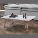 Ver imagem 3 de Mesa de Centro Turquesa 90 X 70 Cm Pé Cobre Branco
