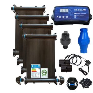 KIT AQUECIMENTO SOLAR PISCINA 45 PLACAS 5MT+ CONTROL+ VALVS