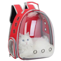 Mochila Pet para Transporte de Cães e Gatos Visão Panorâmica (vermelho) - 1