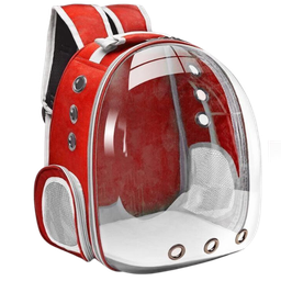 Mochila Pet para Transporte de Cães e Gatos Visão Panorâmica (vermelho) - 2