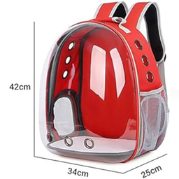 Mochila Pet para Transporte de Cães e Gatos Visão Panorâmica (vermelho) - 4