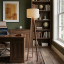 Ver imagem 4 de Luminária Abajur de Chão Tripé Nogueira com Cúpula de Tecido Linho