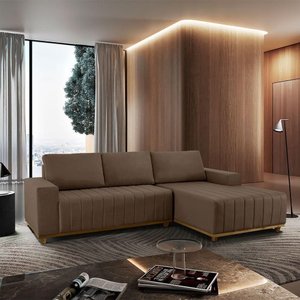 Sofá Boreal de 230cm B25 Chaise Lado Direito Meu Sofá Online B016 Veludo Marrom