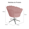 Poltrona Estofada Com Base Giratória de Metal Pétala Veludo Rosa Nude - LM DECOR - 4