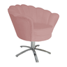 Poltrona Estofada Com Base Giratória de Metal Pétala Veludo Rosa Nude - LM DECOR - 3