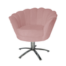 Poltrona Estofada Com Base Giratória de Metal Pétala Veludo Rosa Nude - LM DECOR - 2