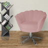 Poltrona Estofada Com Base Giratória de Metal Pétala Veludo Rosa Nude - LM DECOR - 1