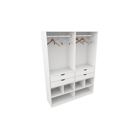 Armário Arara Gaveta Sabrina M10 100% Mdf (closet Gaveta) Vetorial Móveis Branco