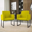 Ver imagem 5 de Kit Sofá 2 Lugares + 2 Poltronas para Recepção Sala Balaqui Cor:amarelo Amarelo