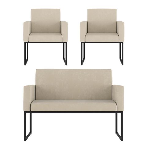 Kit Sofá 2 Lugares + 2 Poltronas para Recepção Sala Balaqui Cor:amarelo Amarelo