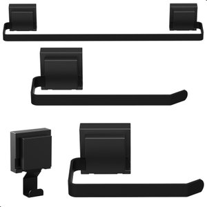 Kit Acessórios para Banheiro com Ventosa Preto 4 Peças Max