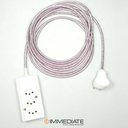 Ver imagem 1 de Extensão Elétrica 5 Metros Pp 2x0,75mm2 Revestido Tecido Rosa Brilhoso Cabos Immediate Régua de 3 Sa