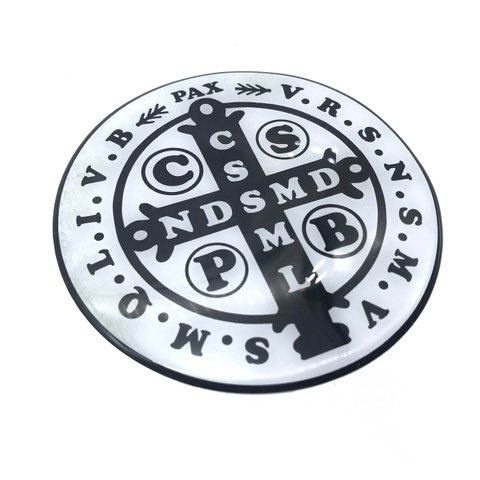 Adesivo Medalha de São Bento Branco Resinado Médio Fornecedor 6 F6-ct8-167-a