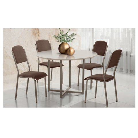 Mesa Jantar Redonda Romana Rubia 4 Cadeiras Dalia Dama