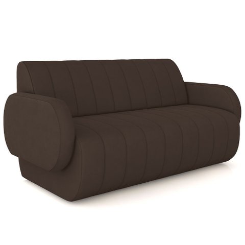 Sofá 3 Lugares Sala Living Orgânico 188cm Fávara K01 Veludo Marrom - Lyam Decor