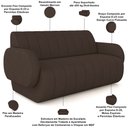Ver imagem 4 de Sofá 3 Lugares Sala Living Orgânico 188cm Fávara K01 Veludo Marrom - Lyam Decor