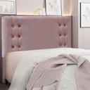 Ver imagem 1 de Cabeceira Solteiro 90cm Veludo Gênova Rosa
