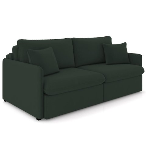 Sofá Cama Retrátil para Sala de Estar 234cm Una K01 Veludo Verde Musgo - Lyam Decor