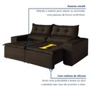 Ver imagem 3 de Sofa Retratil e Reclinavel Monaco 196cm Kc Rei de Casa Veludo Marrom