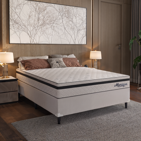 Cama Box com Colchão Casal Molas Ensacadas 138x188cm - Vianossa