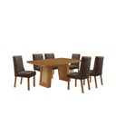 Ver imagem 1 de Mesa de Jantar Carolina 180cm Tampo MDF Laminado Canto Copo com 6 Cadeiras Carolina