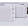 Jogo Lençol Queen Casal Bordado 3 Peças Branco Caqui Veneza - 2