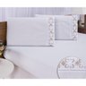 Jogo Lençol Queen Casal Bordado 3 Peças Branco Caqui Veneza - 5