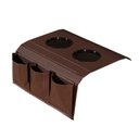 Ver imagem 1 de Bandeja Esteira para Braço de Sofá de Couro Marrom com Porta Controle